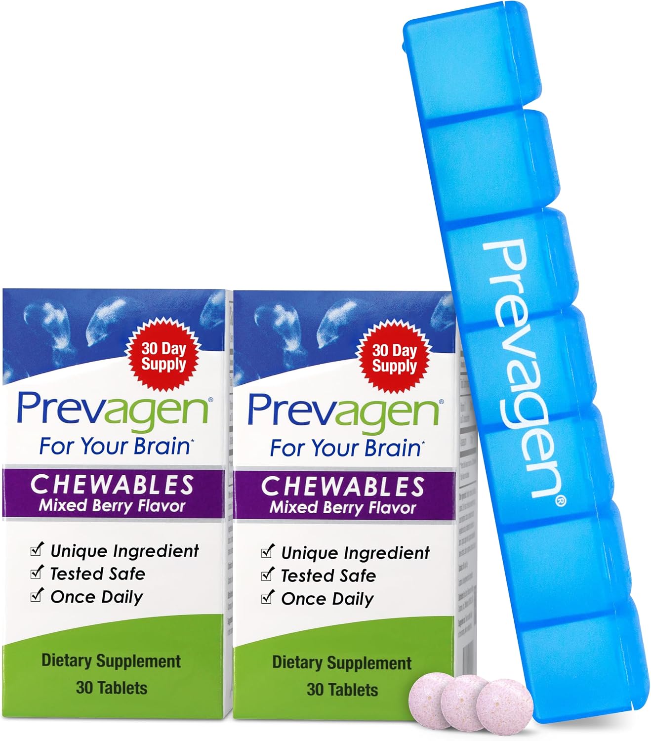 Prevagen Regular Strength Mixed Berry Chewables – 60 Tablets – 10mg Apoaequorin + Vitamin D3 - görsel 1