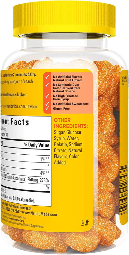 Nature Made Vitamin C Gummies 250 mg, 80 Count, Tangerine