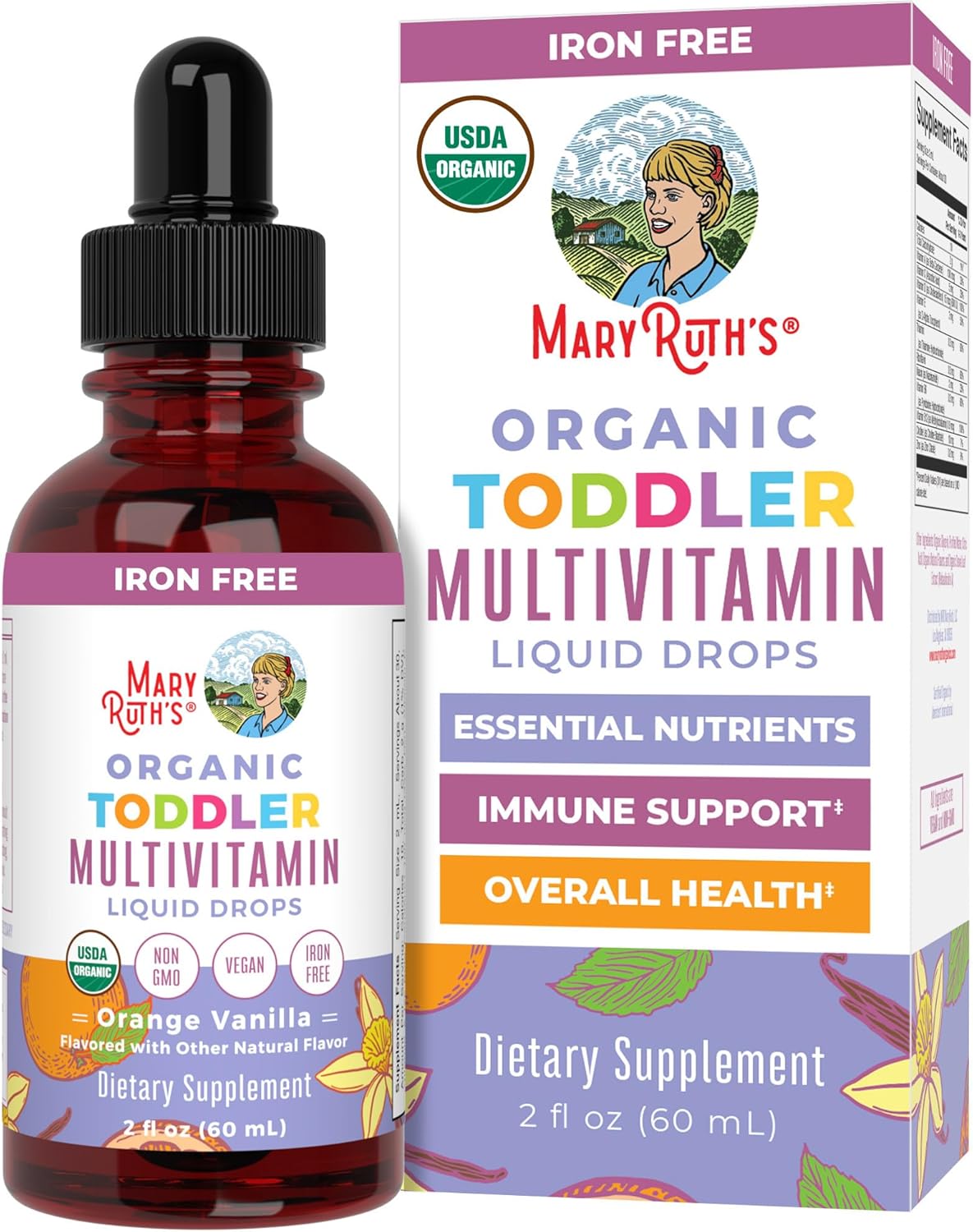 MaryRuth's Organic Multivitamin & Multimineral with Iron for Toddlers - Organic Liquid Drops - Ages 1-3 - 2 fl oz - görsel 10