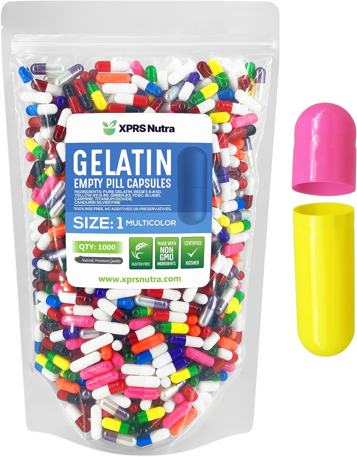 XPRS Nutra Size 1 Empty Gelatin Capsules - 1000 Count - görsel 9