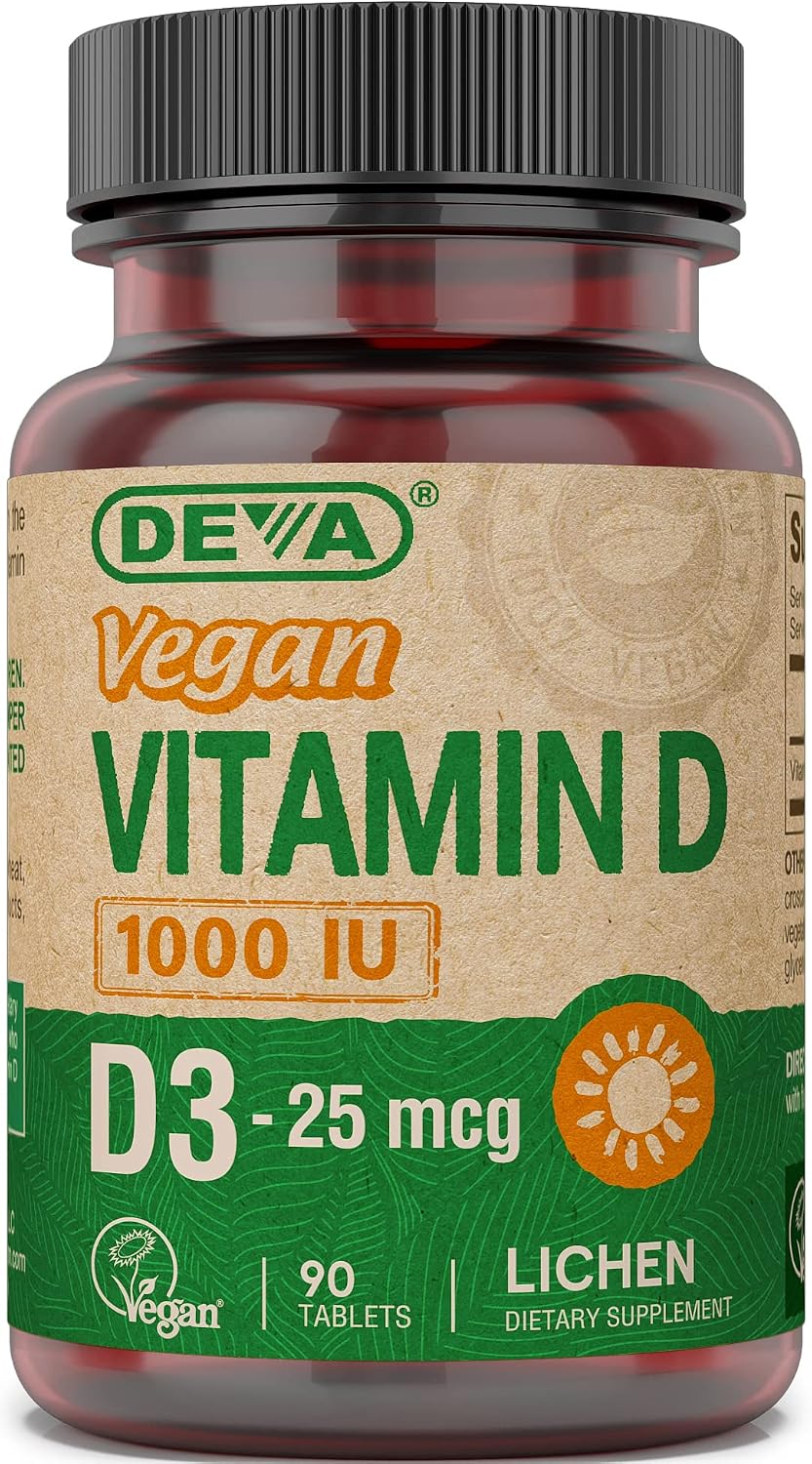DEVA Vegan Vitamin D3 1000 IU - Plant-Based Cholecalciferol, 90 Tablets - görsel 1