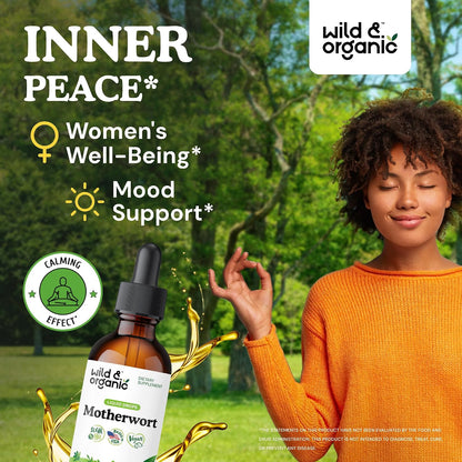 Wild & Organic Motherwort Tincture – Women's Support & Calmness – Alcohol-Free – 2 fl oz (60 ml)