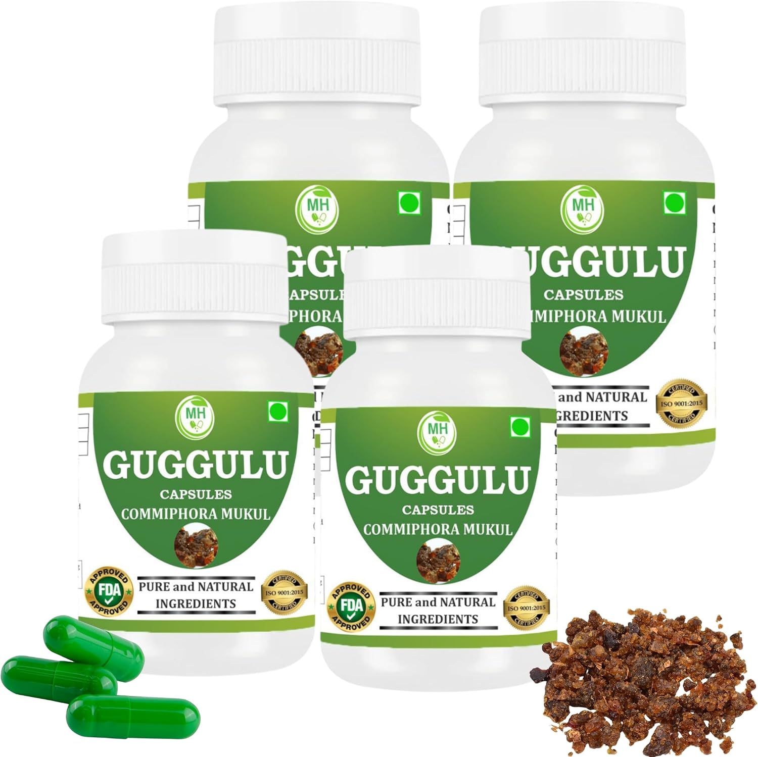 Guggulu (Commiphora Mukul) Vegetarian Capsules, Pack of 2 x 60 Capsules - görsel 10