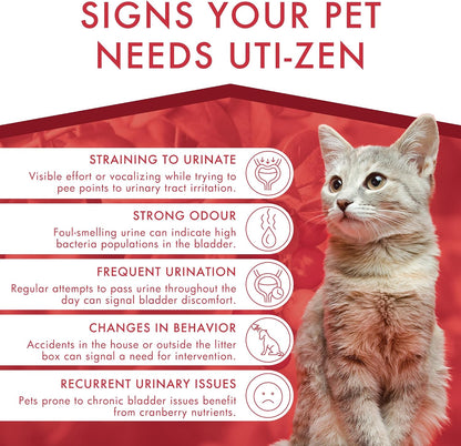 Dermoscent UTI-Zen Cranberry Tablets for Dogs and Cats Food Supplement for Bladder, Kidney & Urinary Tract Health Chicken Flavour - 30 Tablets