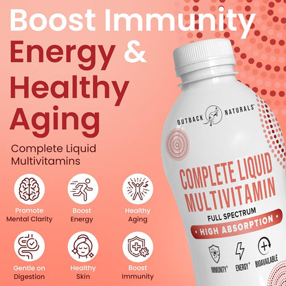 Outback Naturals Complete Liquid Multivitamin – High Absorption Formula for Immune, Energy & Joint Health