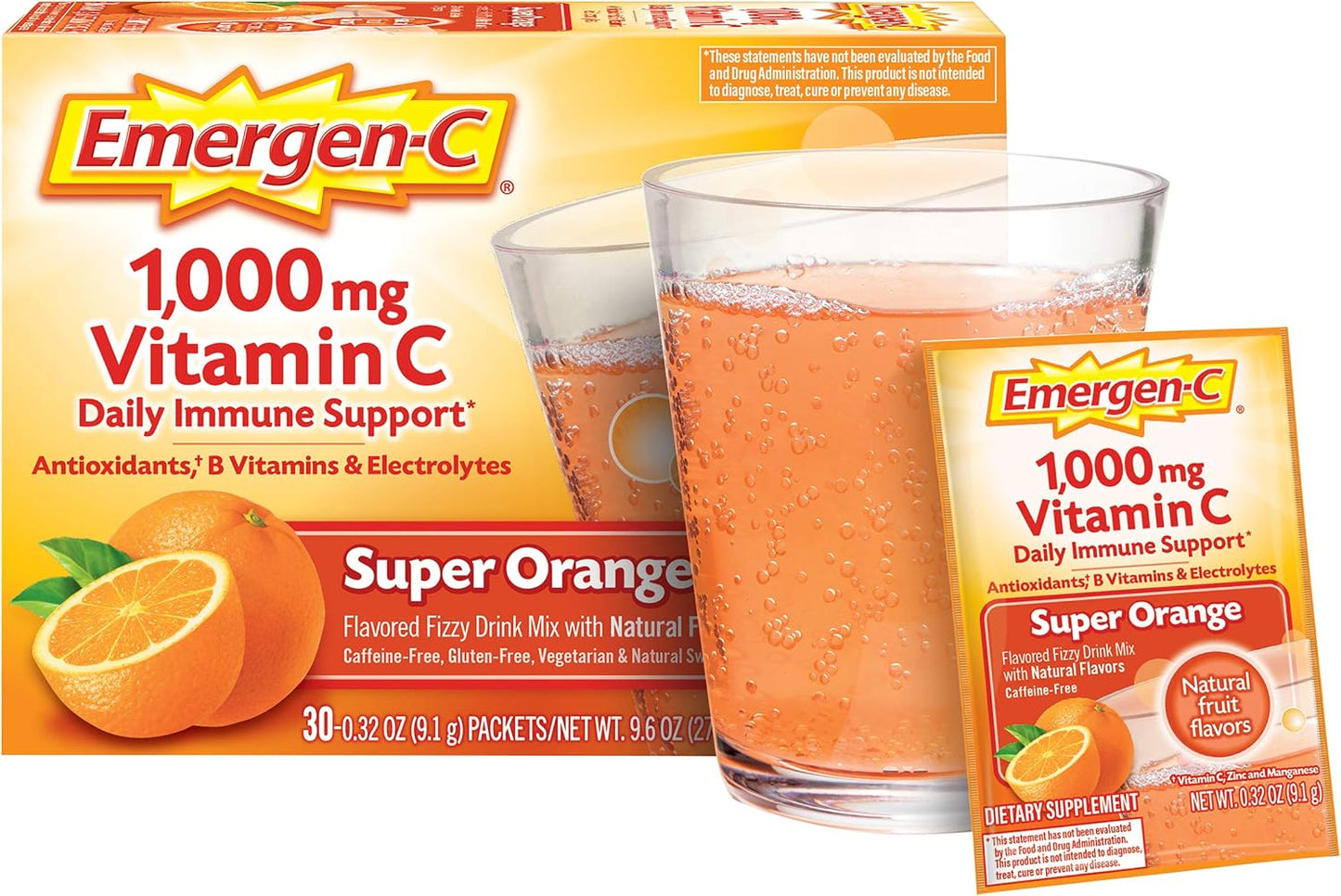 Emergen-C 1000mg Vitamin C Powder - Super Orange Flavour, 30 Sachets - görsel 4