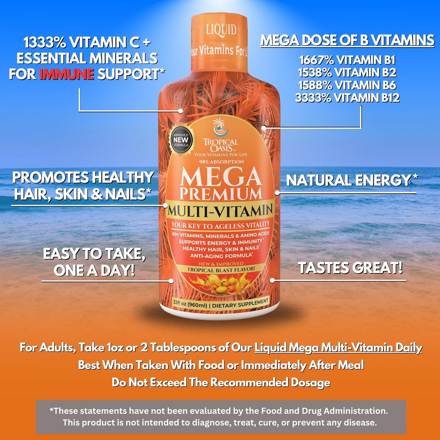 Mega Premium Liquid Multivitamin - Orange Flavour, 32 Servings - görsel 4