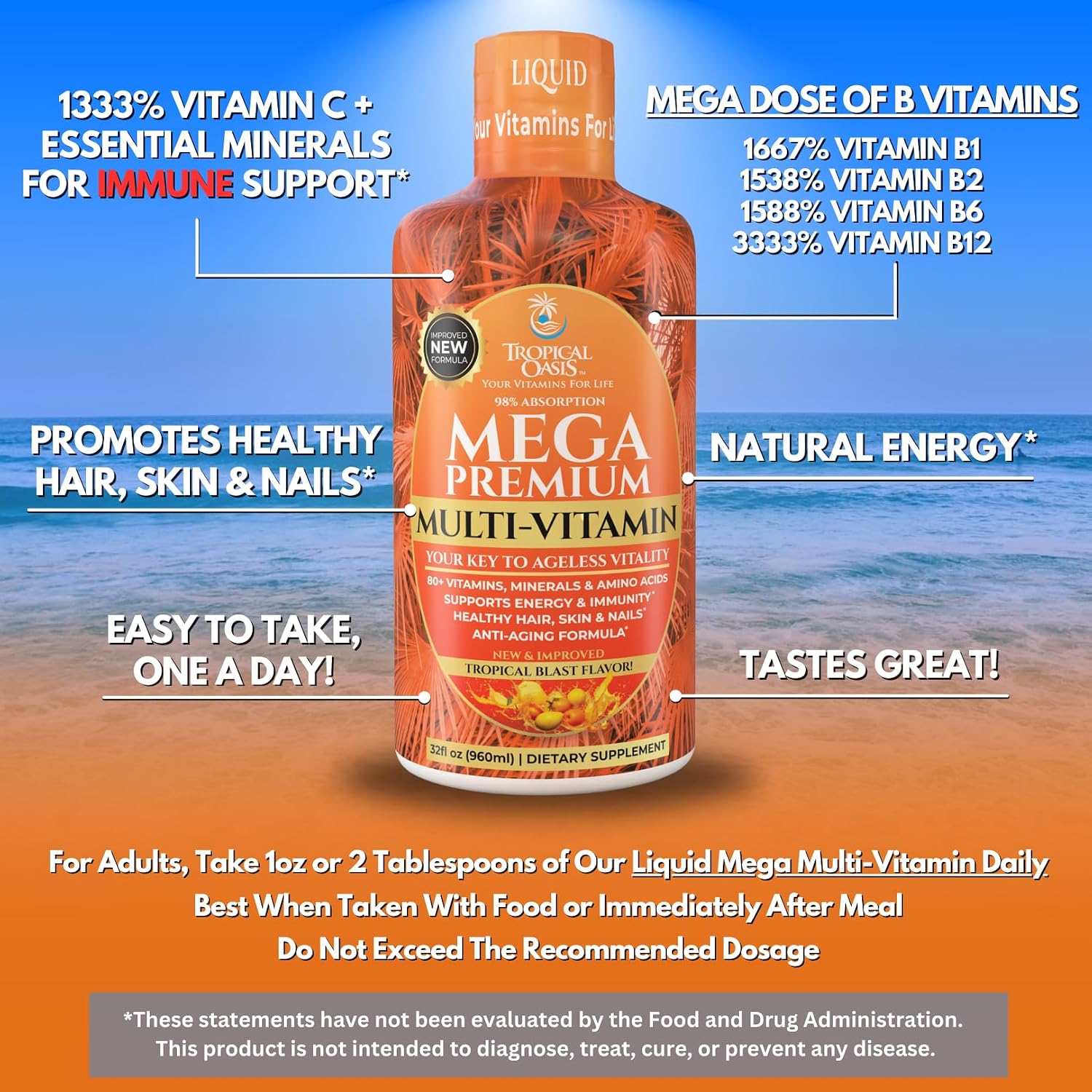 Mega Premium Liquid Multivitamin - Orange Flavour, 32 Servings - görsel 4