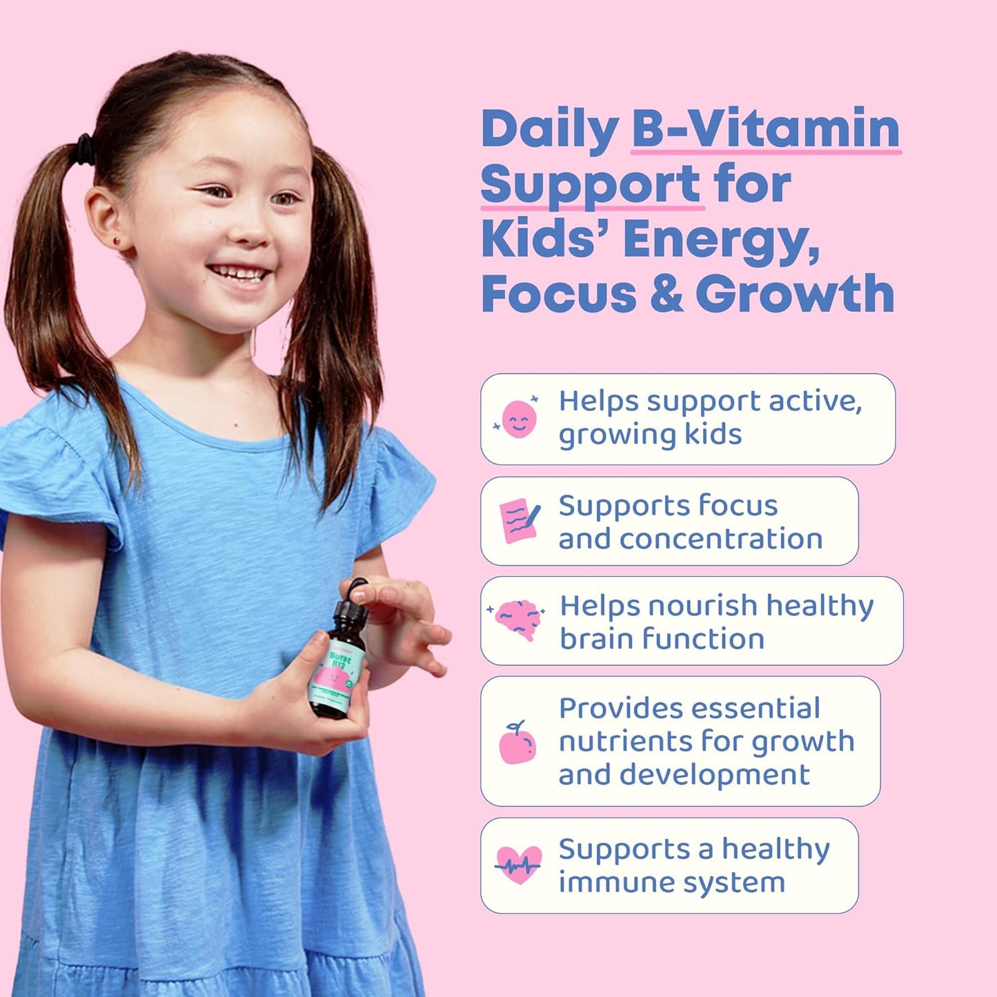 JoySpring Burst B12 Drops - Vitamin B Complex for Kids with Methyl B12, Sugar-Free Liquid, Ages 3-16, 60ml (60 Servings) - görsel 2