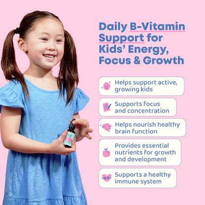 JoySpring Burst B12 Drops - Vitamin B Complex for Kids with Methyl B12, Sugar-Free Liquid, Ages 3-16, 60ml (60 Servings)