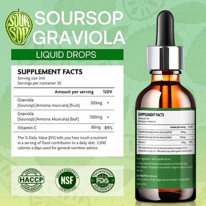 Jardient Soursop Bitters Extract Liquid Oil – Organic Graviola Supplement, 60 ml (2-Pack)