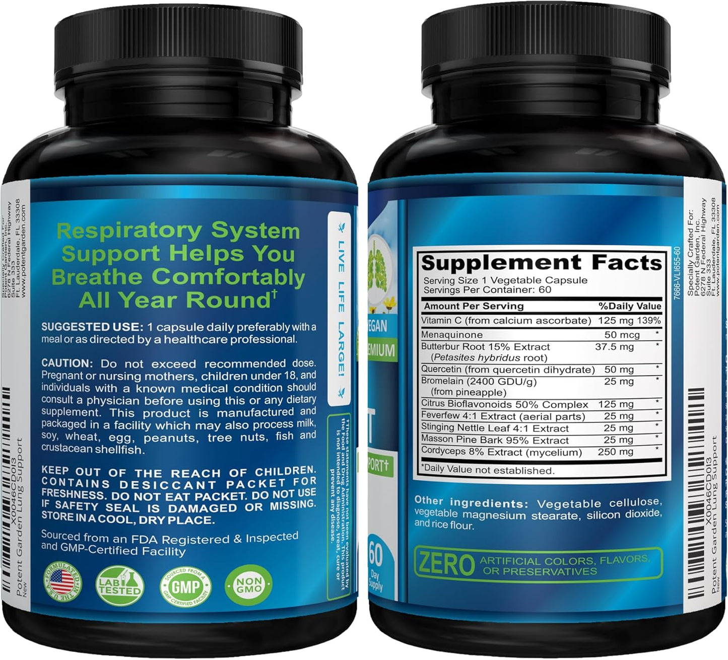 Potent Garden Lung Support Supplement – with Vitamin C, Quercetin and Herbal Blend – 60 Vegan Capsules - görsel 5