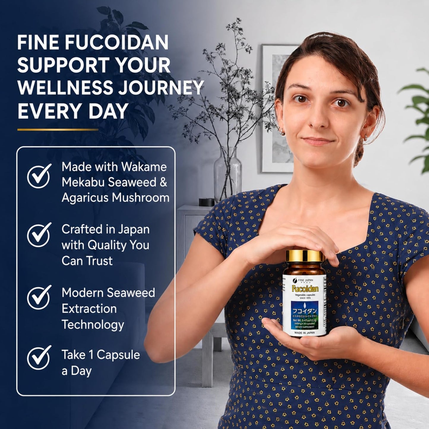 FINE JAPAN Fucoidan Capsules with Mekabu Seaweed and Agaricus Mushroom - 30 Capsules - Immune Support Supplement - görsel 7