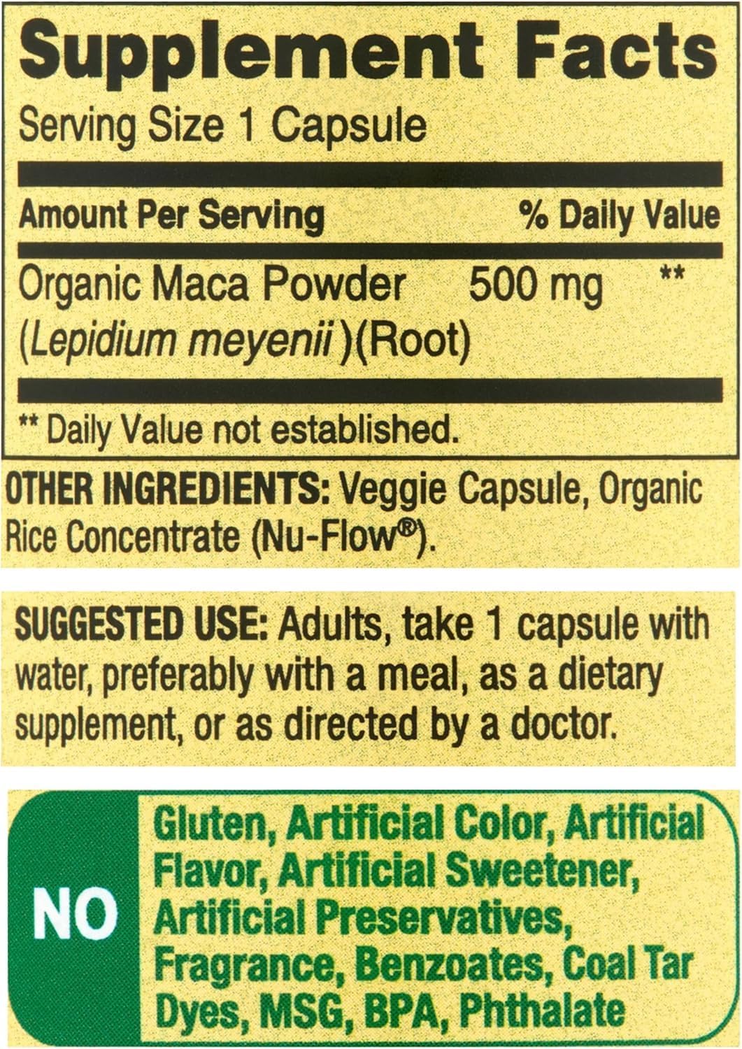 Spring Valley Organic Maca Root 500mg Capsules - Traditional Superfood for Vitality - görsel 2