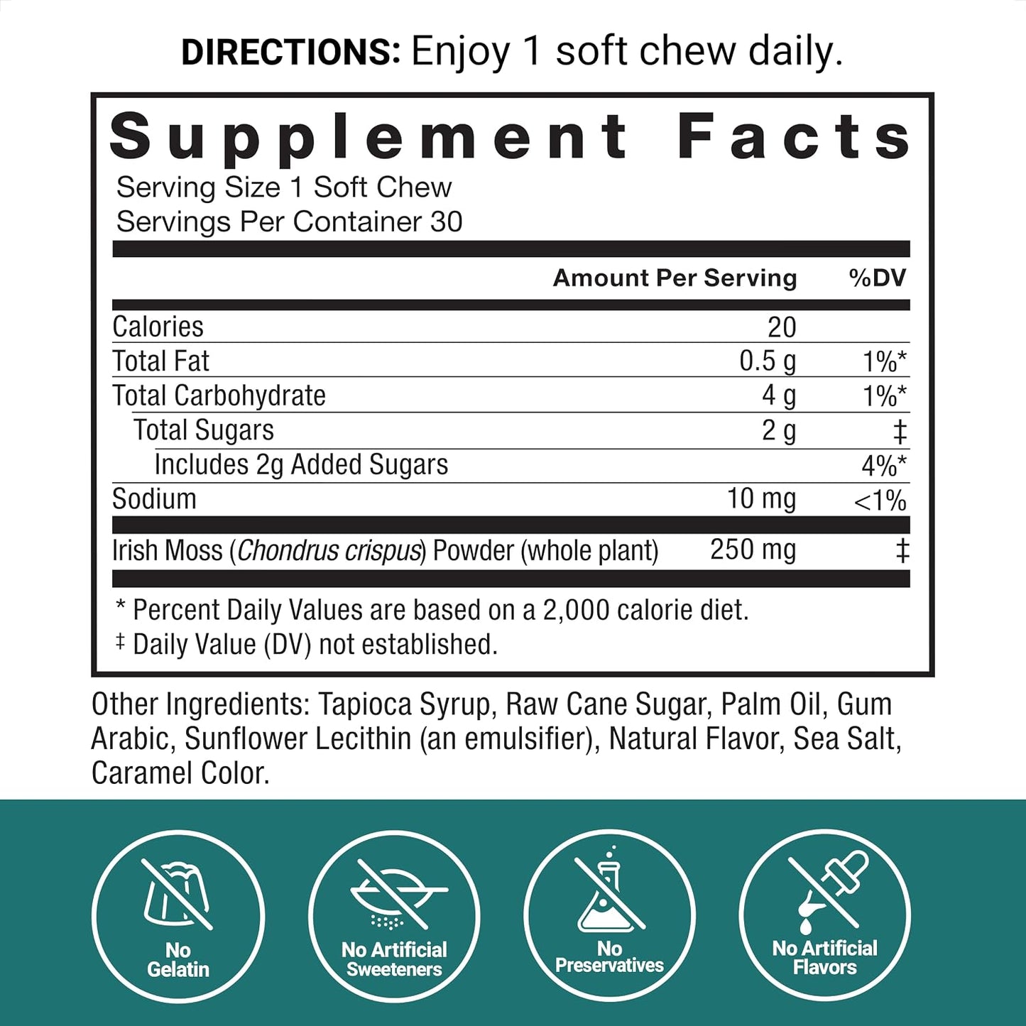 Force Factor Sea Moss Soft Chews, Support Immunity, Digestion, and Heart Health, Irish Sea Moss Superfood & Antioxidants Supplement, Non-GM, Gluten-Free, Salted Caramel Flavour, 60 Soft Chews, 2-Pack - görsel 4