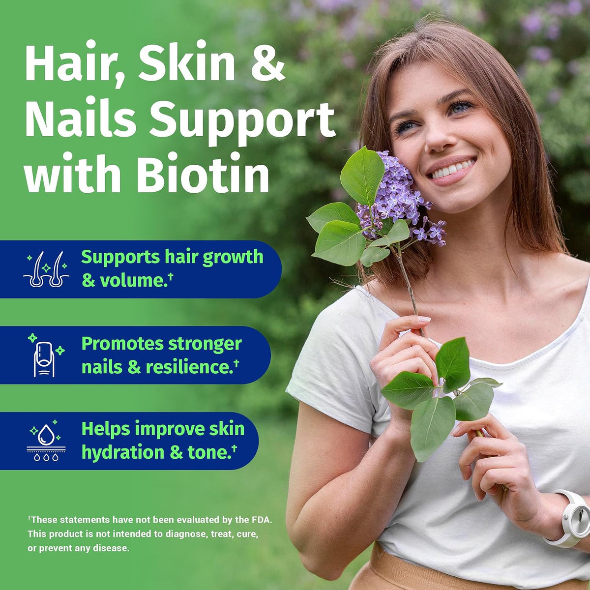 1 Body Hair Skin & Nails with Biotin, Vegan Vitamins, 60 Capsules - görsel 2
