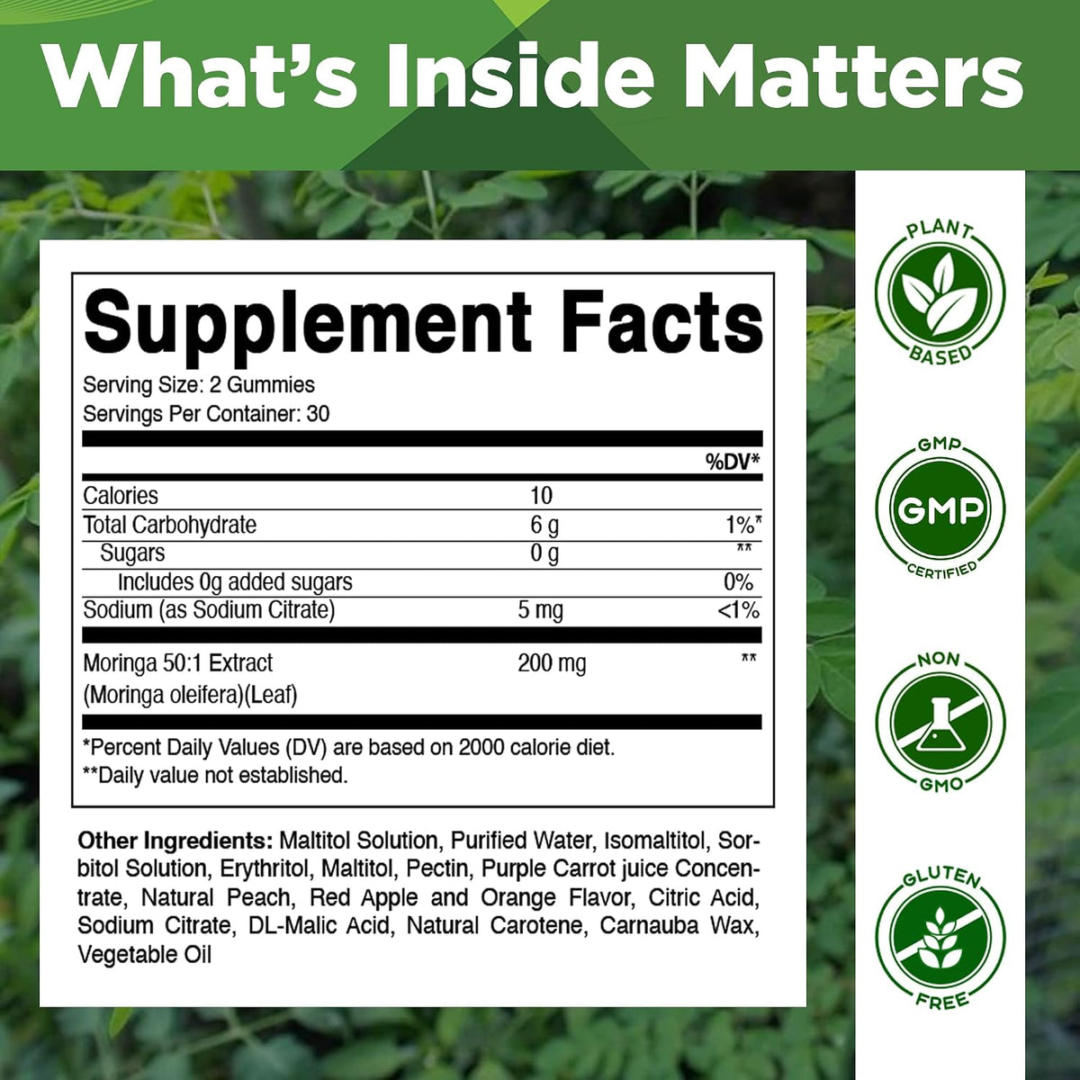 Vitamatic Moringa Gummies – Sugar-Free, Vegan, 200mg Superfood Extract (60 Count) - görsel 2