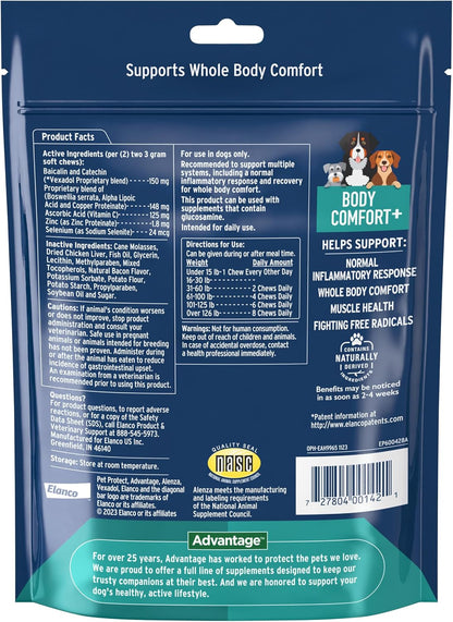 Pet Protect Whole Body Comfort+ Supplement for Dogs, Vet-Formulated Alenza, Chicken-Flavoured Soft Chews (60 Chews)
