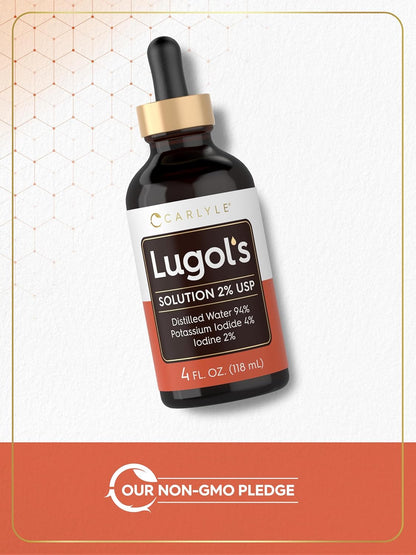 Carlyle Lugol's Iodine 2% Solution - 118 ml (4 fl oz) | Potassium Iodide and Iodine Drops