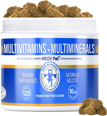 MEDii Pet Dog Multivitamins with 74 Organic Minerals – Overall Health Builder, 125 Soft Chews