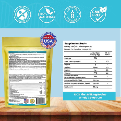 BodyBoost Colostrum Whole - 100% Bovine Colostrum Powder, 1 kg