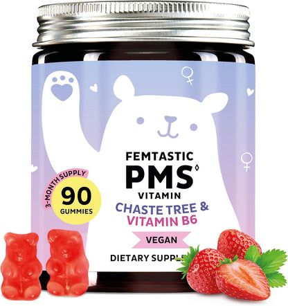 PMS Support Supplement for Women – Menstrual Relief Gummies with Vitamin B6 & Lemon Balm, 90 Count