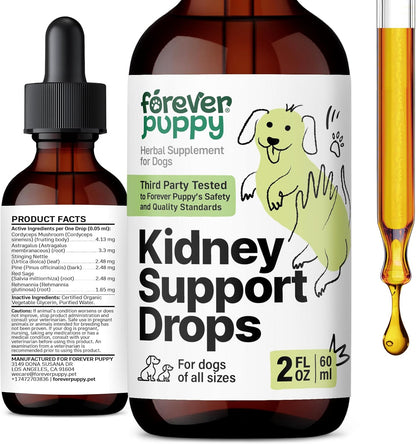 Forever Puppy Kidney Support Drops for Dogs - Cordyceps, Astragalus & Red Sage - Sugar & Alcohol-Free Tincture (59 ml)