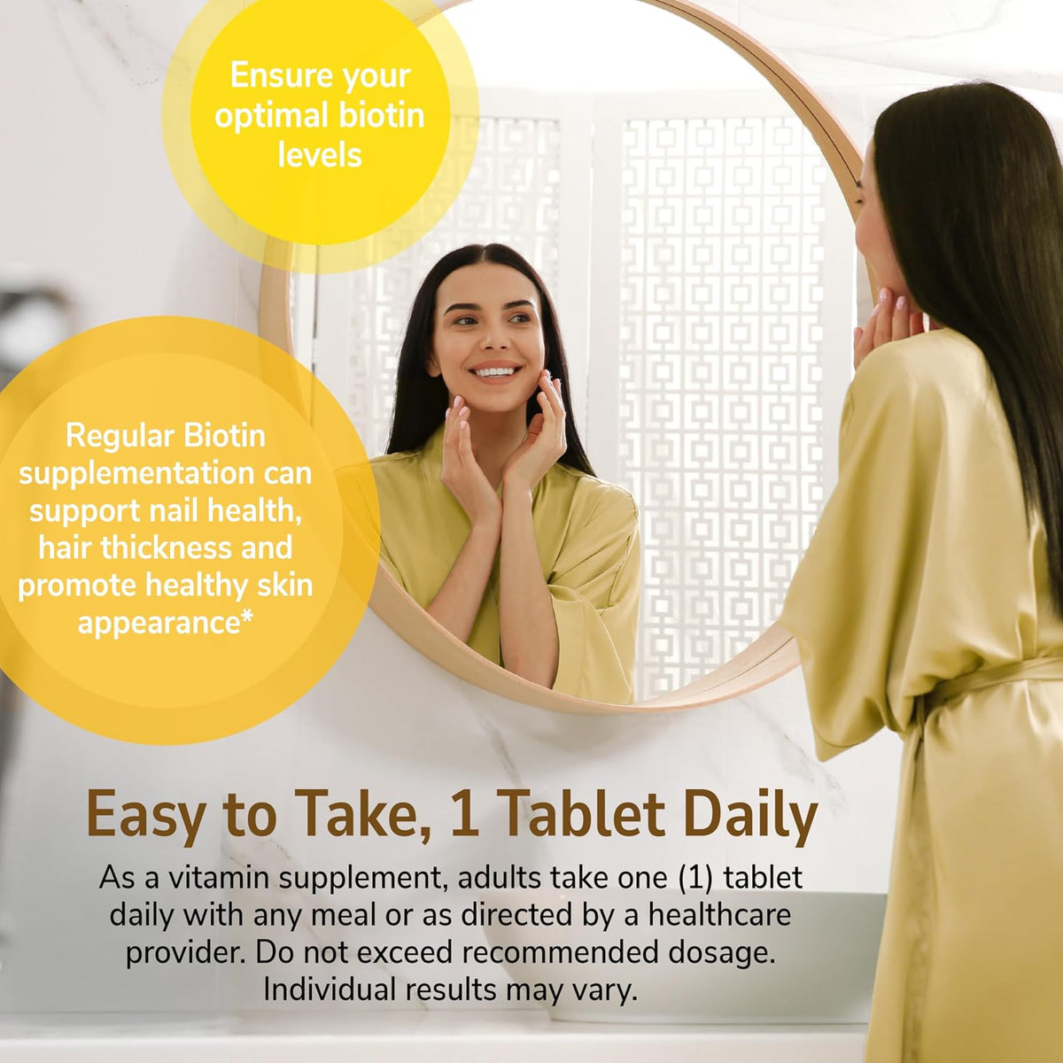 21st Century Biotin Tablets, 10,000 mcg, Unflavoured, 120 Tablets - görsel 6