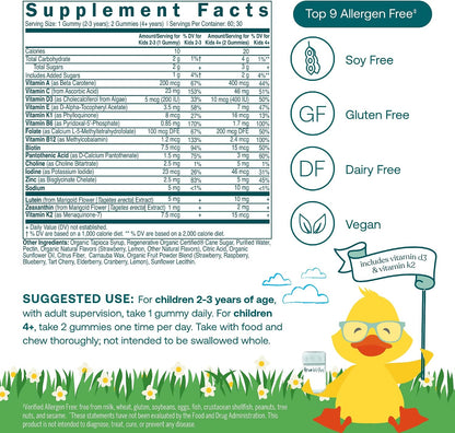 True Grace True Littles Daily Kids Multi – 60 Pectin Gummies – Immune, Cognitive, Bone and Eye Support – Clinically Studied Lutemax Kids Lutein & Vitamin D3 + K2 – Allergen-Free & Vegan