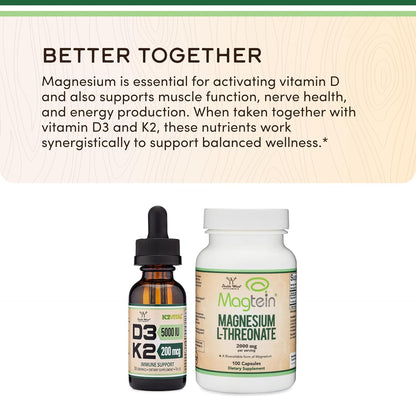 Double Wood Vitamin D3 K2 5,000 IU Liquid Drops with All-Trans K2 MK-7