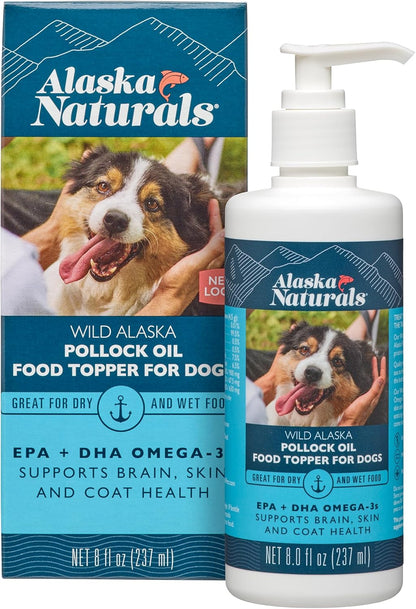 Sustainable Wild Alaskan Fish Oil for Dogs – EPA + DHA Omega-3 Supplement – 8 oz Pump – Image 1