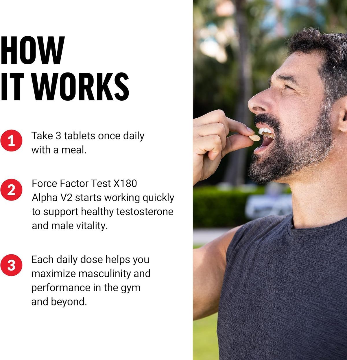 Force Factor Test X180 Alpha v2 T-Support for Men – 120 Tablets - görsel 3
