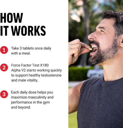 Force Factor Test X180 Alpha v2 T-Support for Men – 120 Tablets