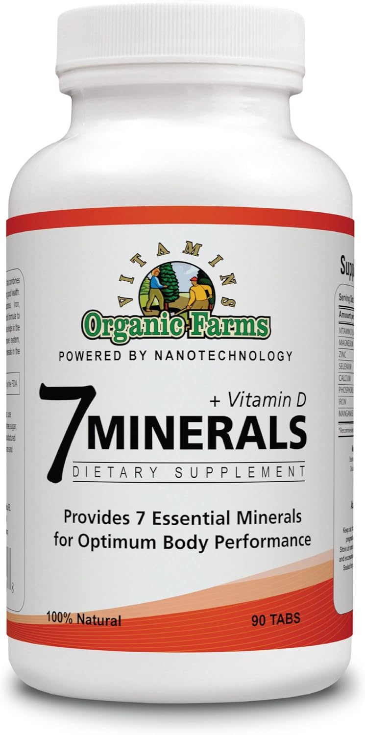 Organic Farms Vitamins 7 Minerals with Vitamin D - 90 Tablets - Optimum Body Performance - Food Supplement - görsel 1