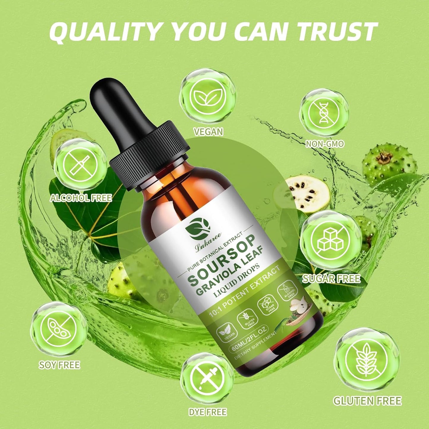 Lukaree Pure Soursop Graviola Leaf Extract – Traditional Herbal Support – Cold-Extracted Liquid – 60 ml (2 Pack) - görsel 6