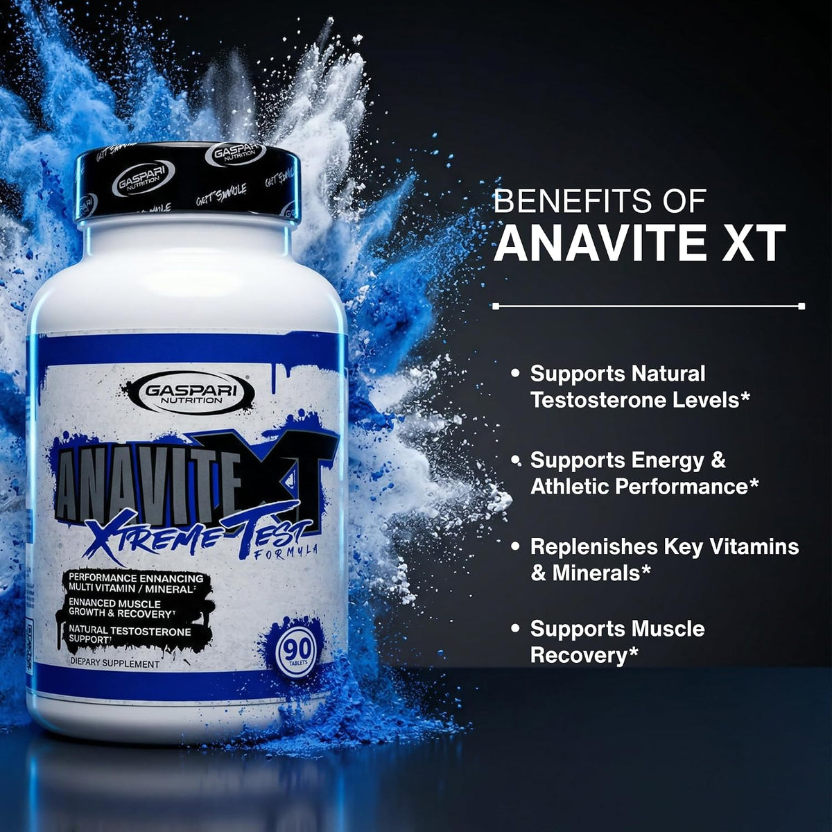 Gaspari Nutrition Anavite XT: Multivitamin and Mineral Complex for Men, Muscle Growth and Recovery Support, Testosterone Support, 90 Tablets - görsel 7