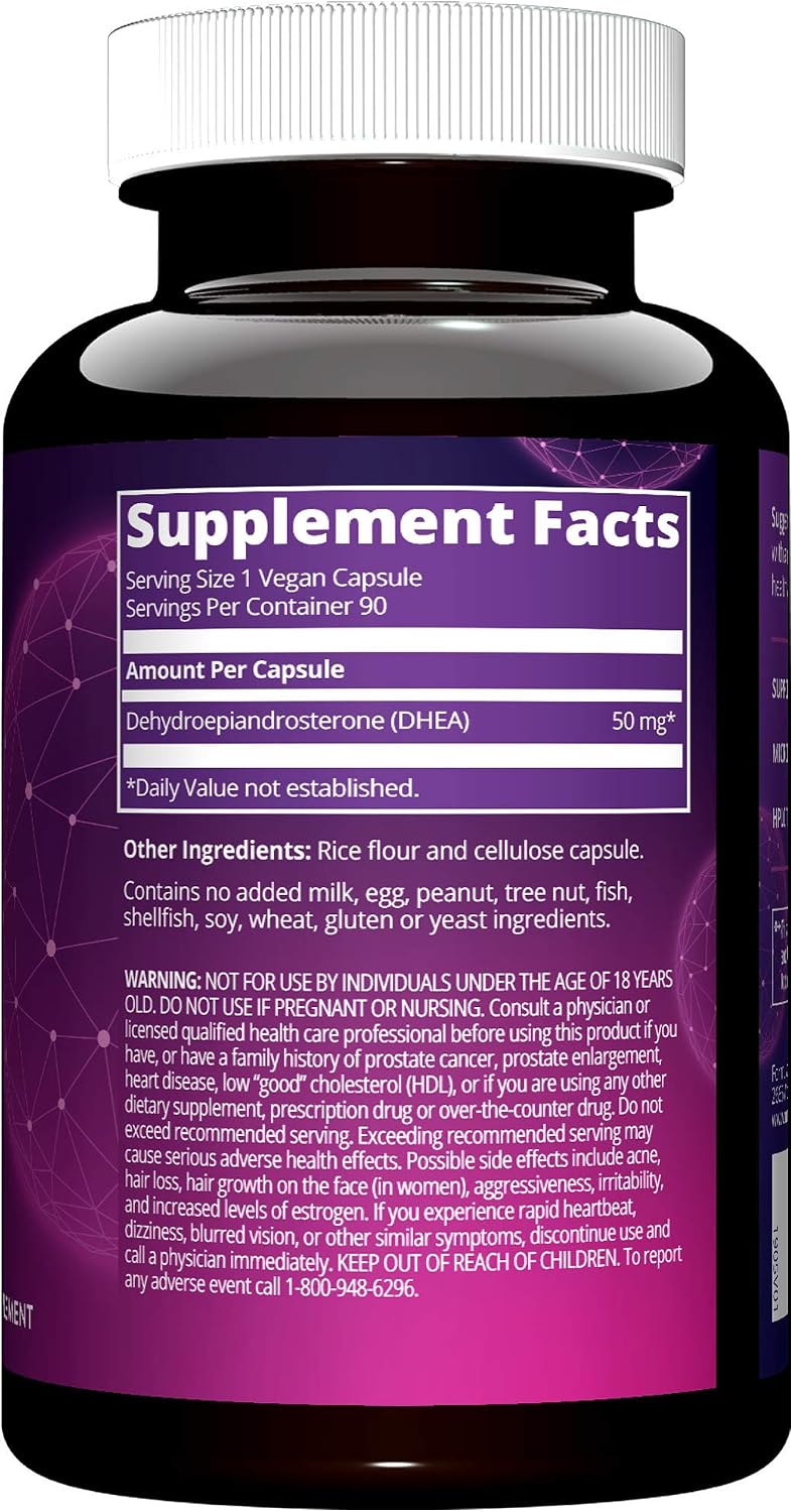 MRM Nutrition DHEA 50mg - Micronised DHEA Supplement for Healthy Ageing - 90 Capsules - görsel 3