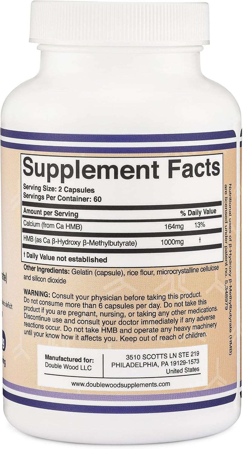 Double Wood Supplements HMB Supplement - 120 Capsules, 1000 mg per Serving - görsel 3