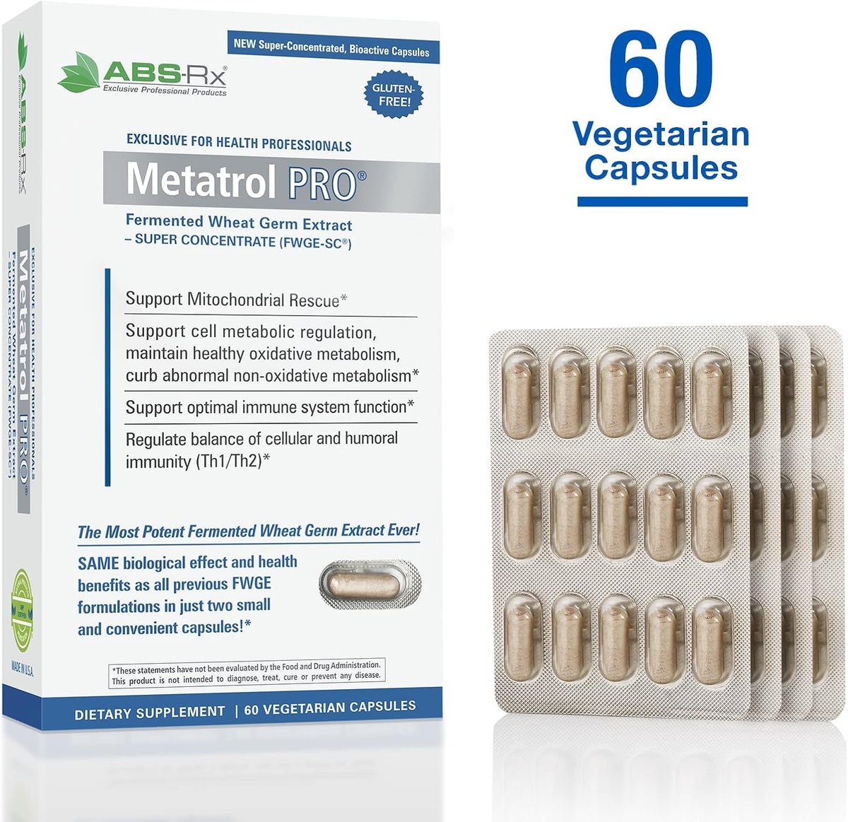 American BioSciences Metatrol PRO, Fermented Wheat Germ Extract – Gluten-free Immune Support – 60 Vegetarian Capsules, 41 mg - görsel 3