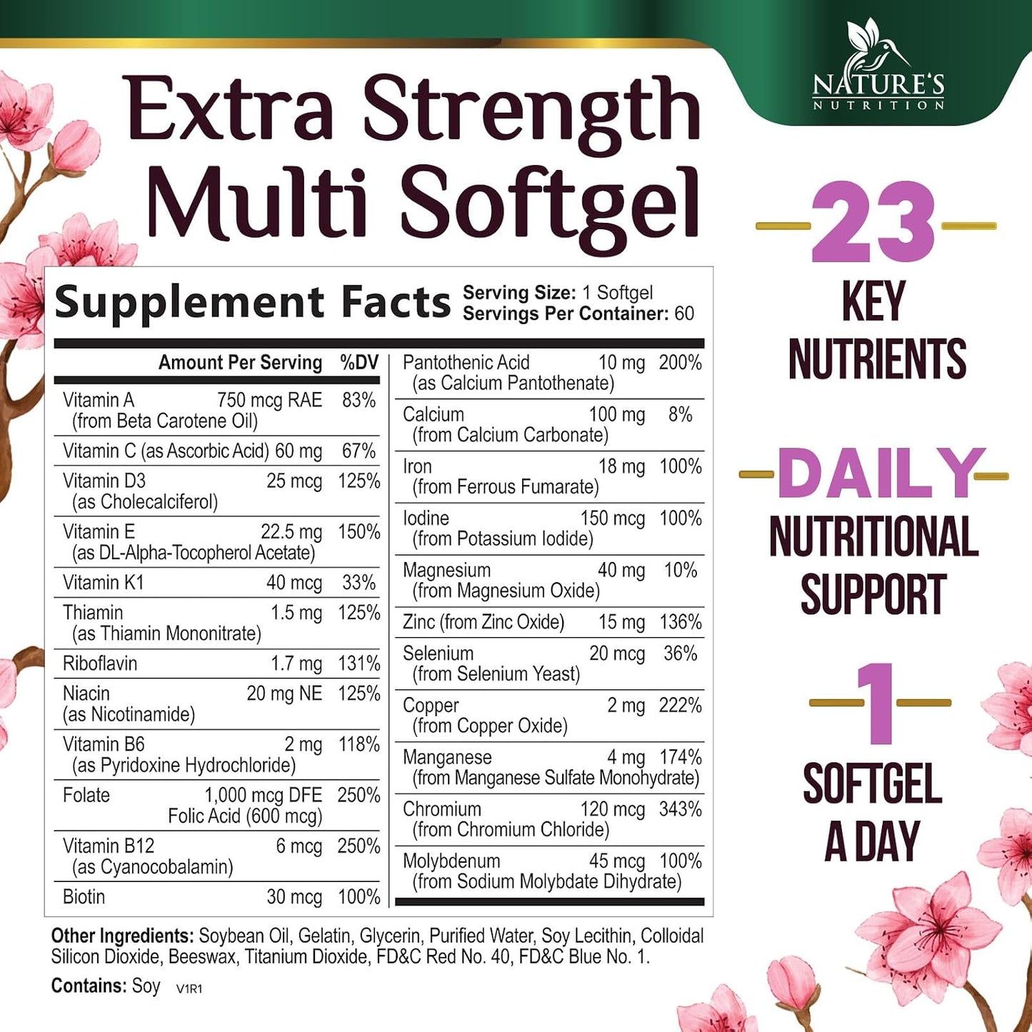 Multivitamin for Women - Complete Daily Women's Multivitamin with Calcium, Folic Acid, Vitamin A, C, D, E, and B Vitamins, Zinc and Iron - Vitamins for Bone, Energy & Immune Support - 60 Softgels - görsel 2