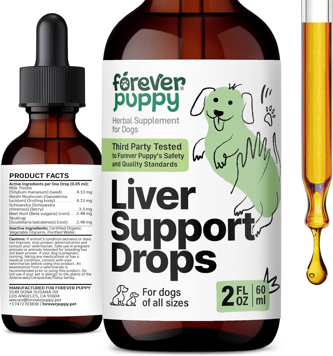 Forever Puppy Liver Support Drops for Dogs - Milk Thistle Supplement with Liquid Silymarin - 60 ml - görsel 1
