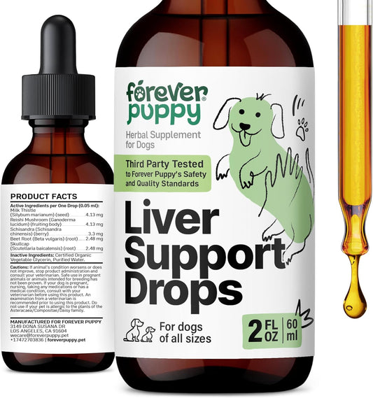 Forever Puppy Liver Support Drops for Dogs - Milk Thistle Supplement with Liquid Silymarin - 60 ml
