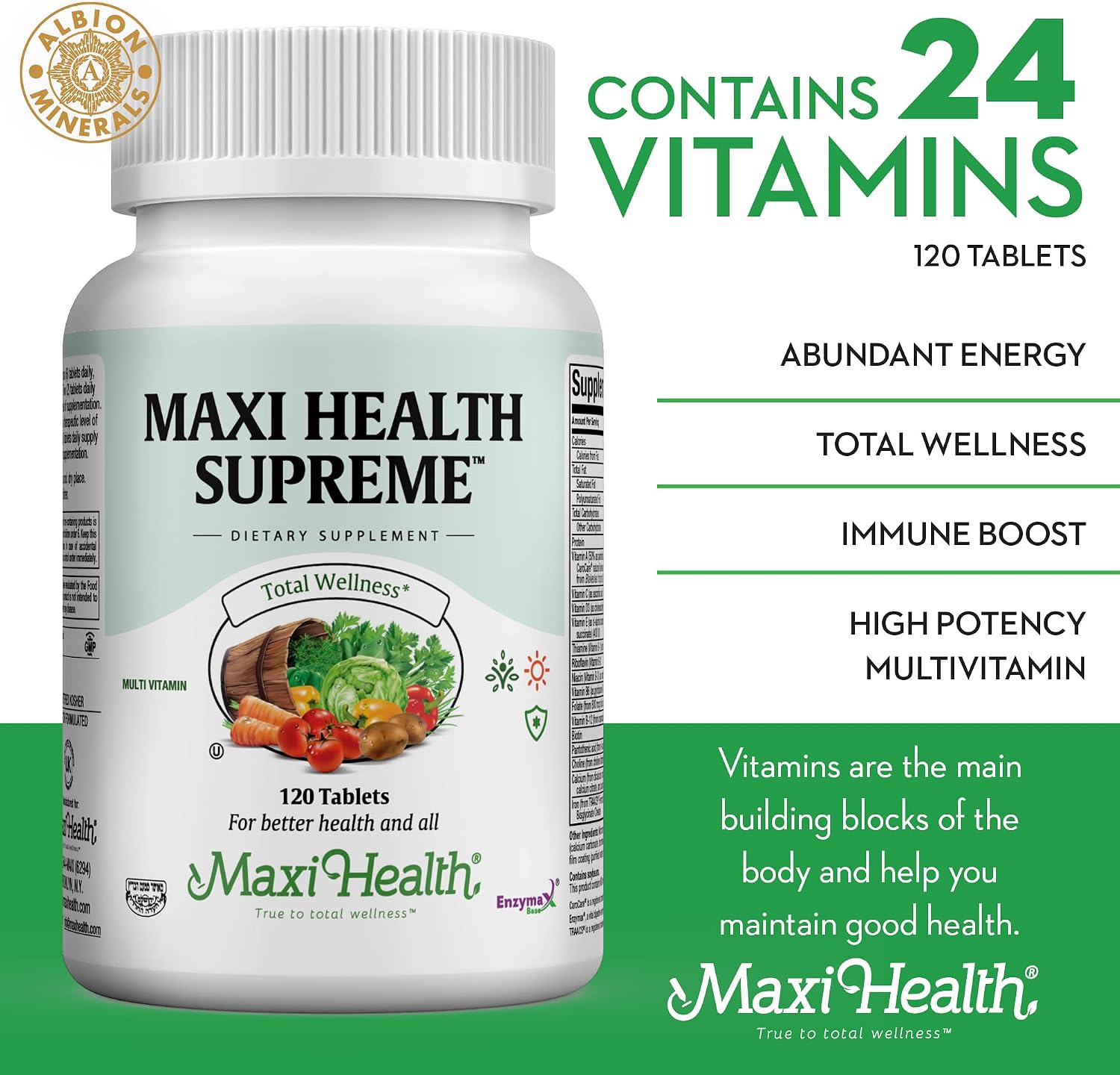 Maxi Health Supreme High Potency Multivitamin with Minerals, CoQ10 and Antioxidants - görsel 2