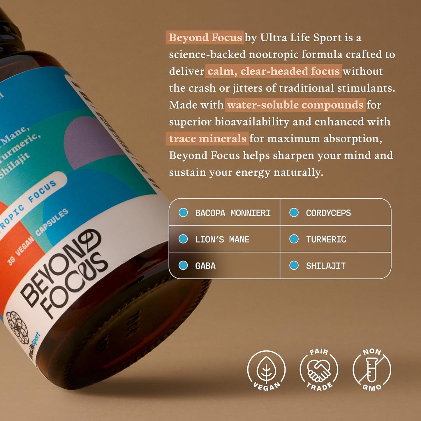 Beyond Focus Organic Mushroom Supplement - Brain Support for Memory and Focus - 30 Capsules - görsel 5