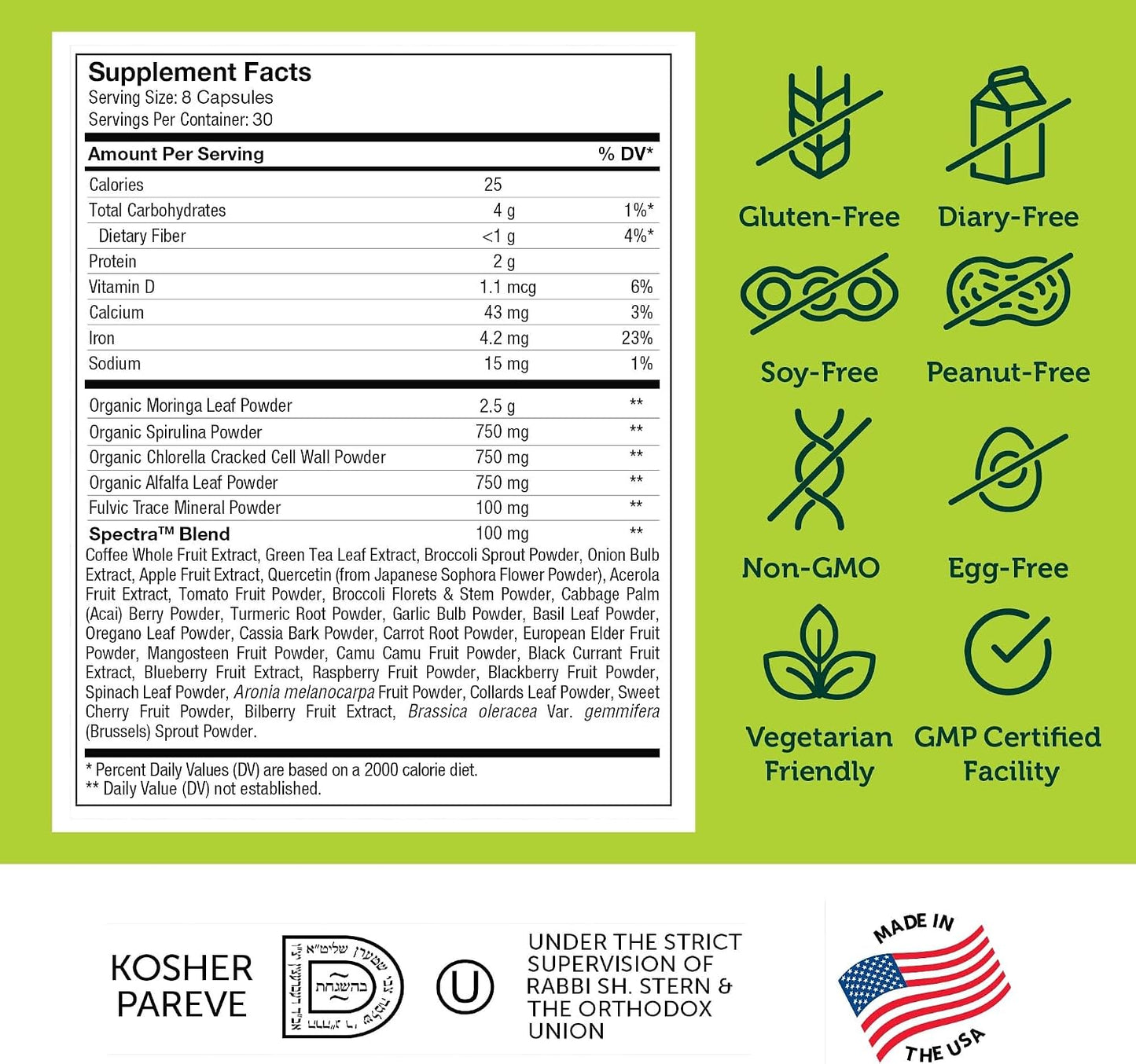 Zahler Core Greens - Superfood Greens Capsules (240 Capsules) - görsel 6
