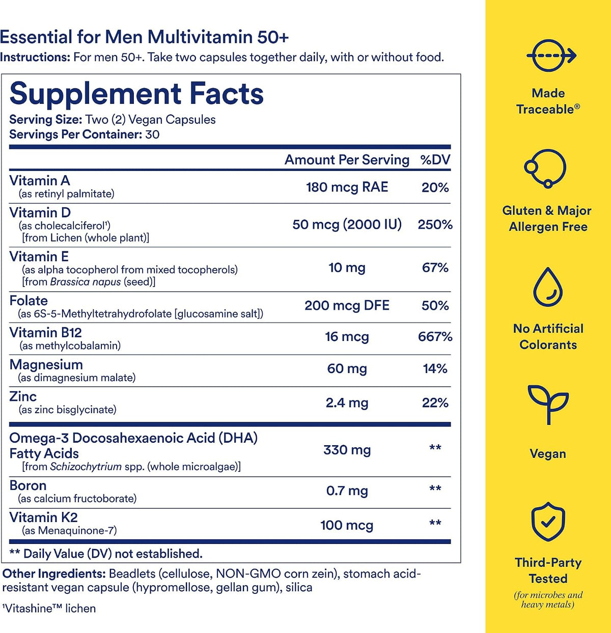 Ritual Men’s 50+ Daily Multivitamin - Essential Vitamins for Heart, Energy, Brain, Muscle, Bone Health - Vegan, Mint, 60 Capsules - görsel 3