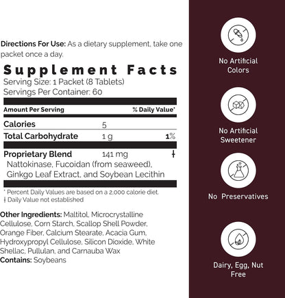 Umeken Nattokinase Plus Fucoidan - 5000FU Nattokinase with Okinawan Fucoidan, 60 Packets