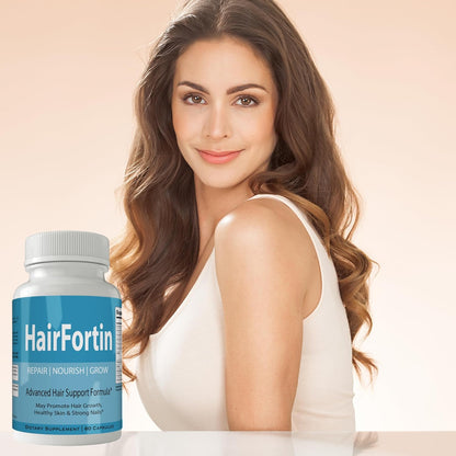 Hairfortin Advanced Hair Growth Vitamins and Minerals – Extra Strength Formula for Hair, Skin, and Nails with Biotin – Gluten-free, 60 Capsules