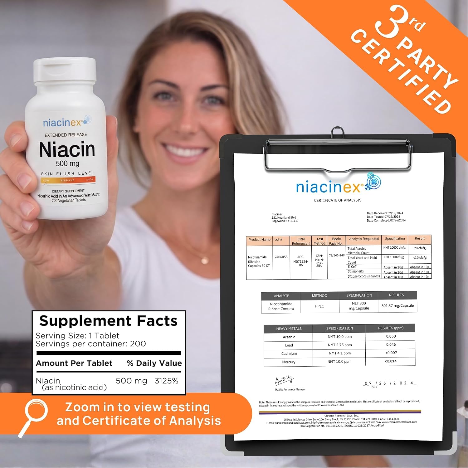Niacin 500mg Extended Release, 200 Tablets – Minimal to No-Flush Vitamin B3 Supplement - görsel 6