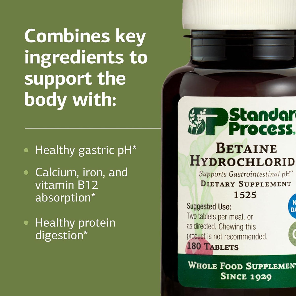 Standard Process Betaine Hydrochloride - 180 Tablets - görsel 4